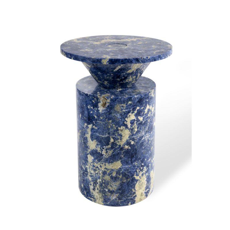 Italian Totem in Blu Sodalite Marble Table by Karen Chekerdjian For Sale