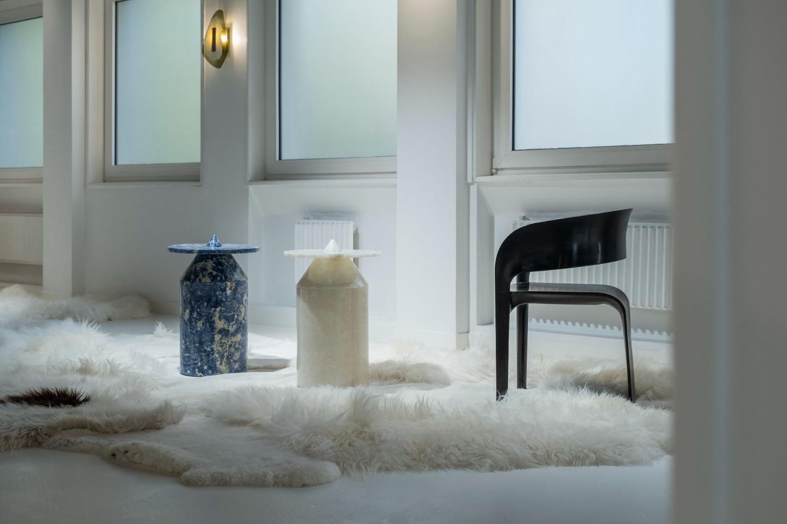 Totem in Blu Sodalite Marble Table by Karen Chekerdjian 1