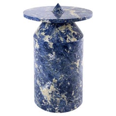 Totem in Blu Sodalite Marble Table by Karen Chekerdjian