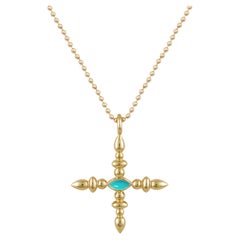 Totem Interchangeable Pendant in 18 Karat Gold with a Marquise Stab, Turquoise