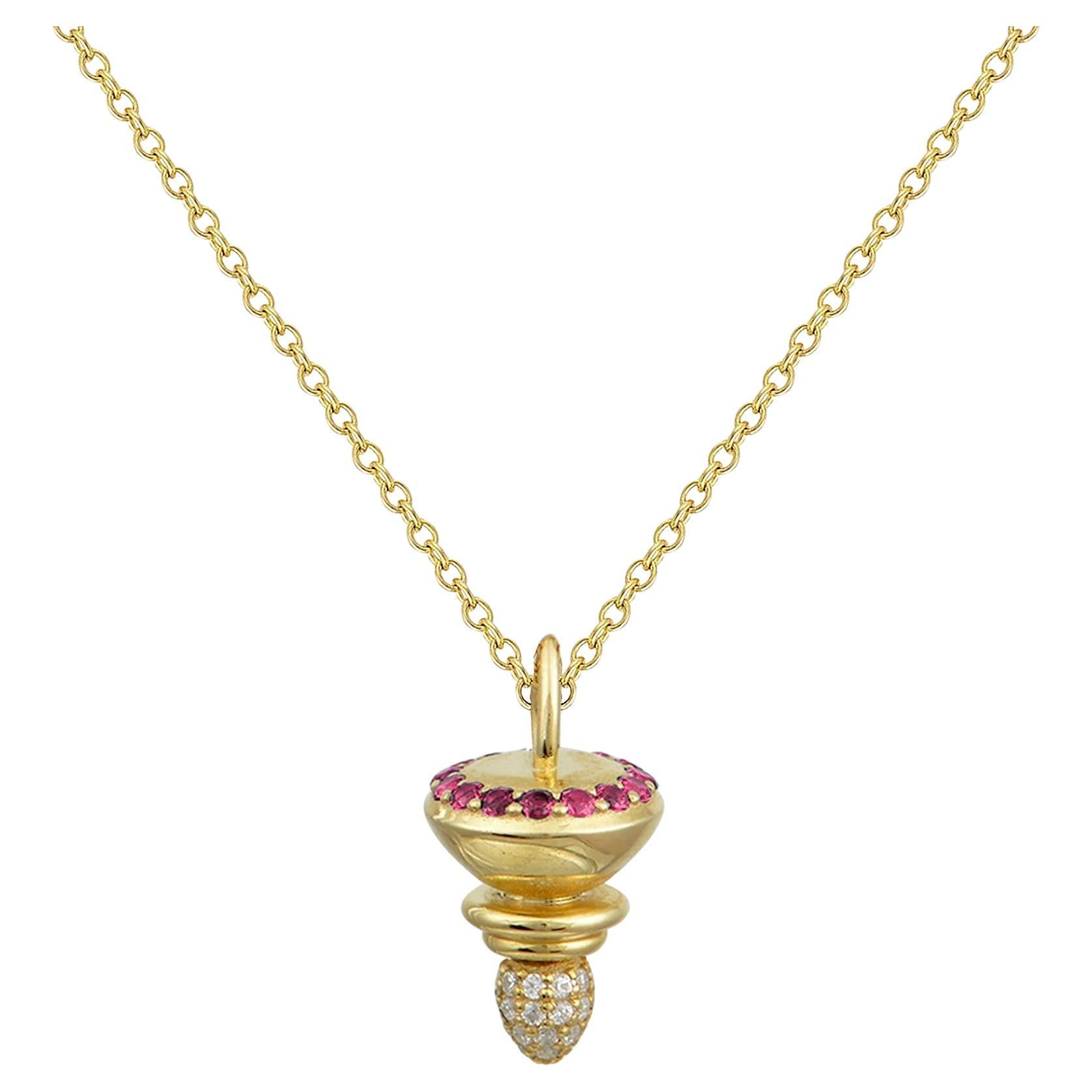 Totem Interchangeable Pendant in 18 Karat Gold with Diamonds and Rubies For Sale