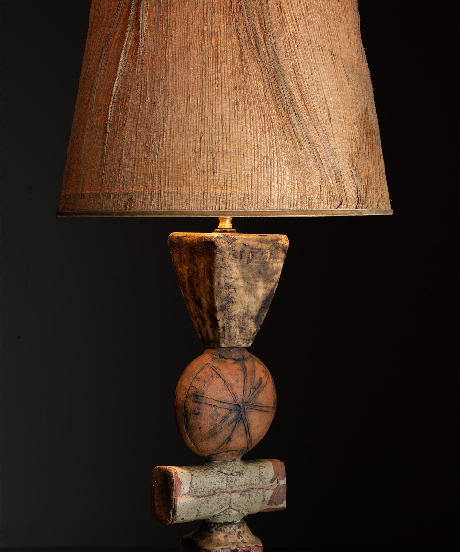 Hand-Carved TOTEM Lamp by Bernard Rooke, England circa 1970