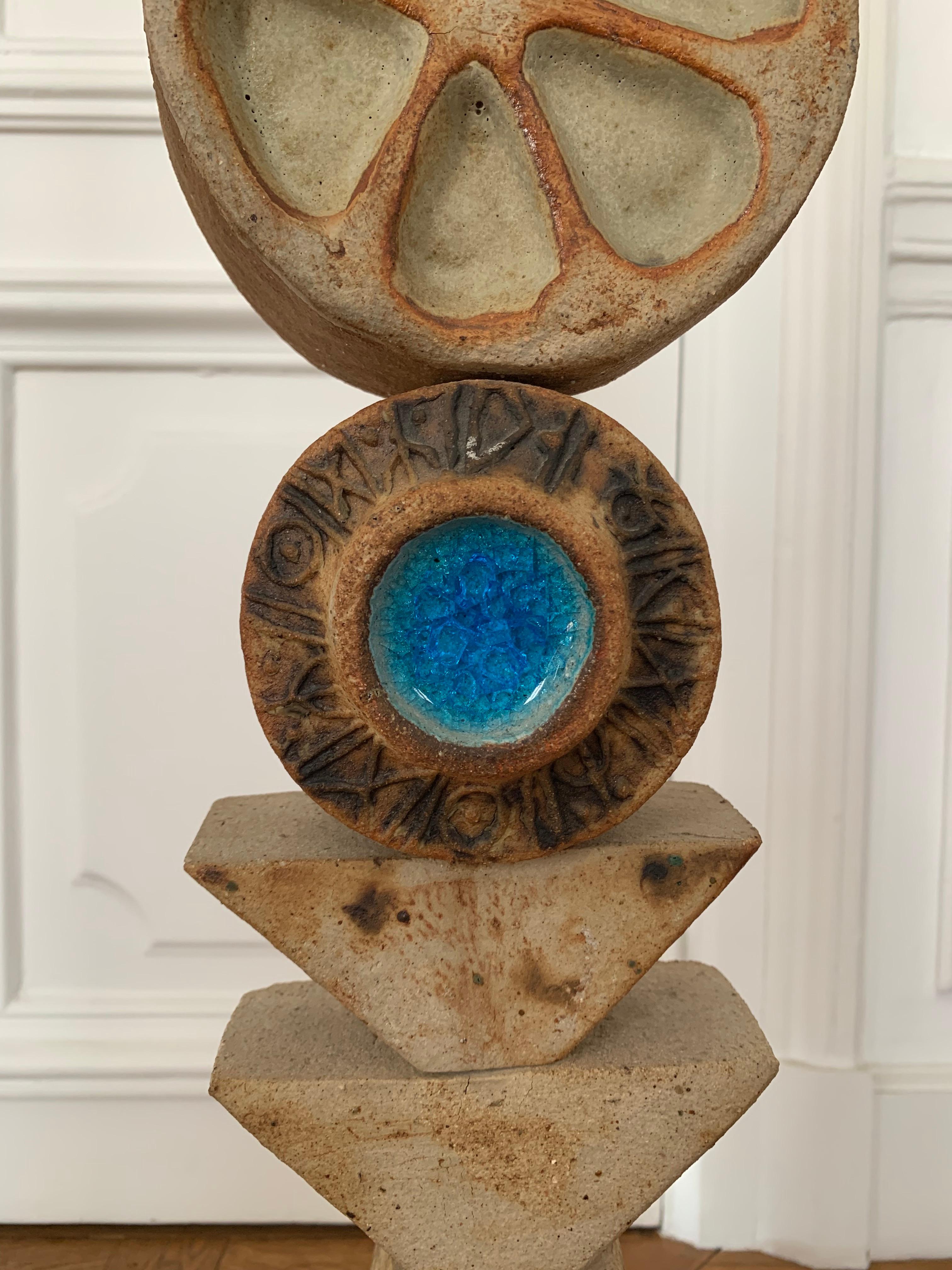 Mid-Century Modern Totem Lamp by Bernard Rooke ceramic , England, 1960