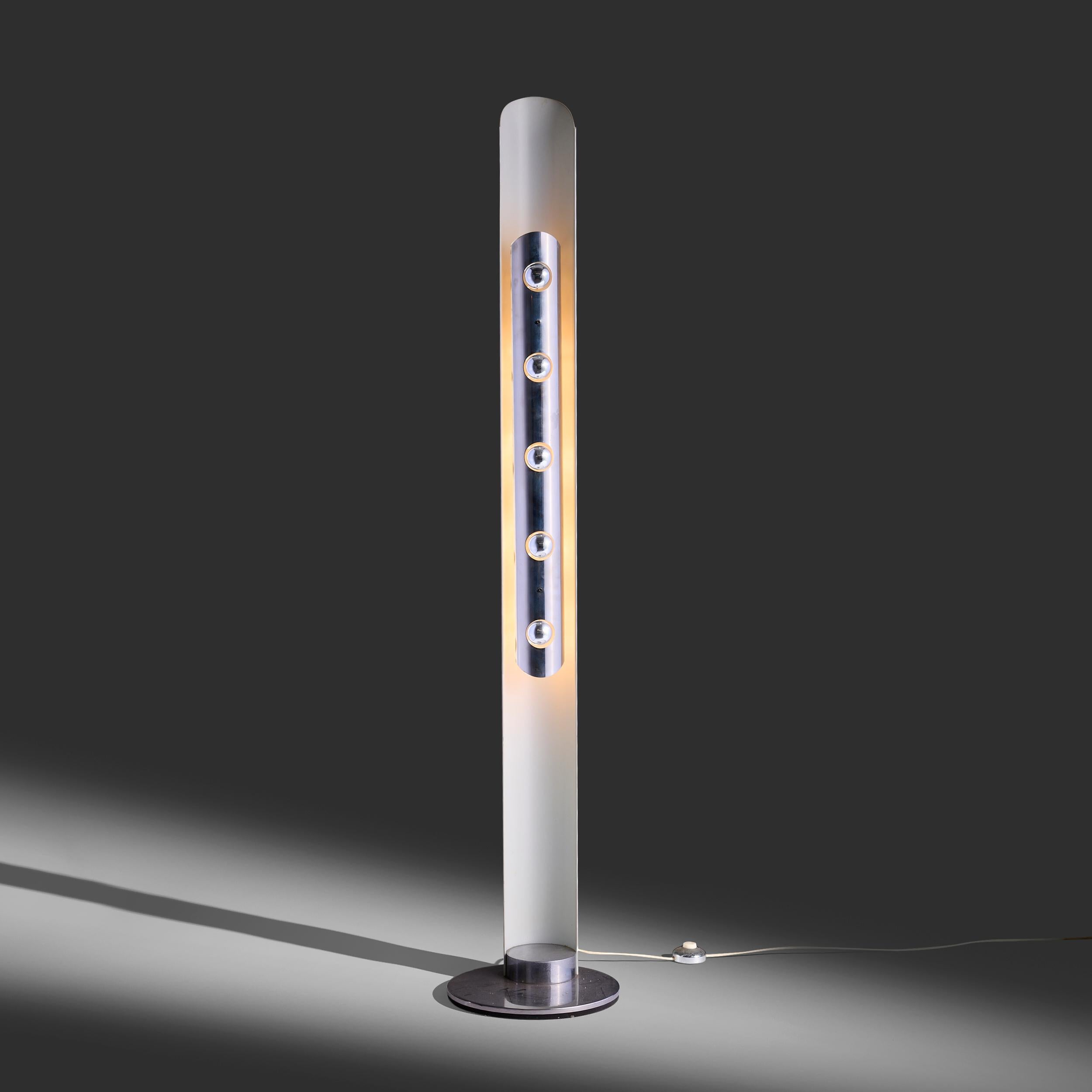Metallo Lampada Totem con 5 lampadine di Enrico Tronconi, Italia c.C. anni '70 in vendita