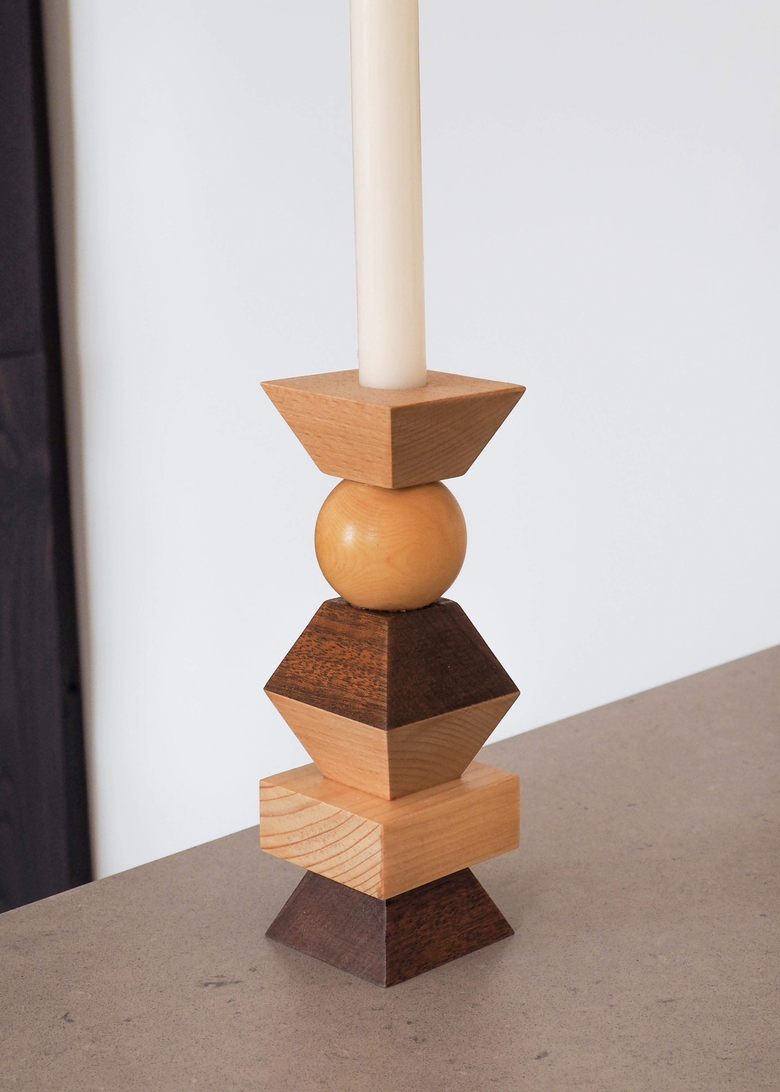 Minimalist TOTEM candlestick, solid wood, handmade in France, OROS Edition  For Sale