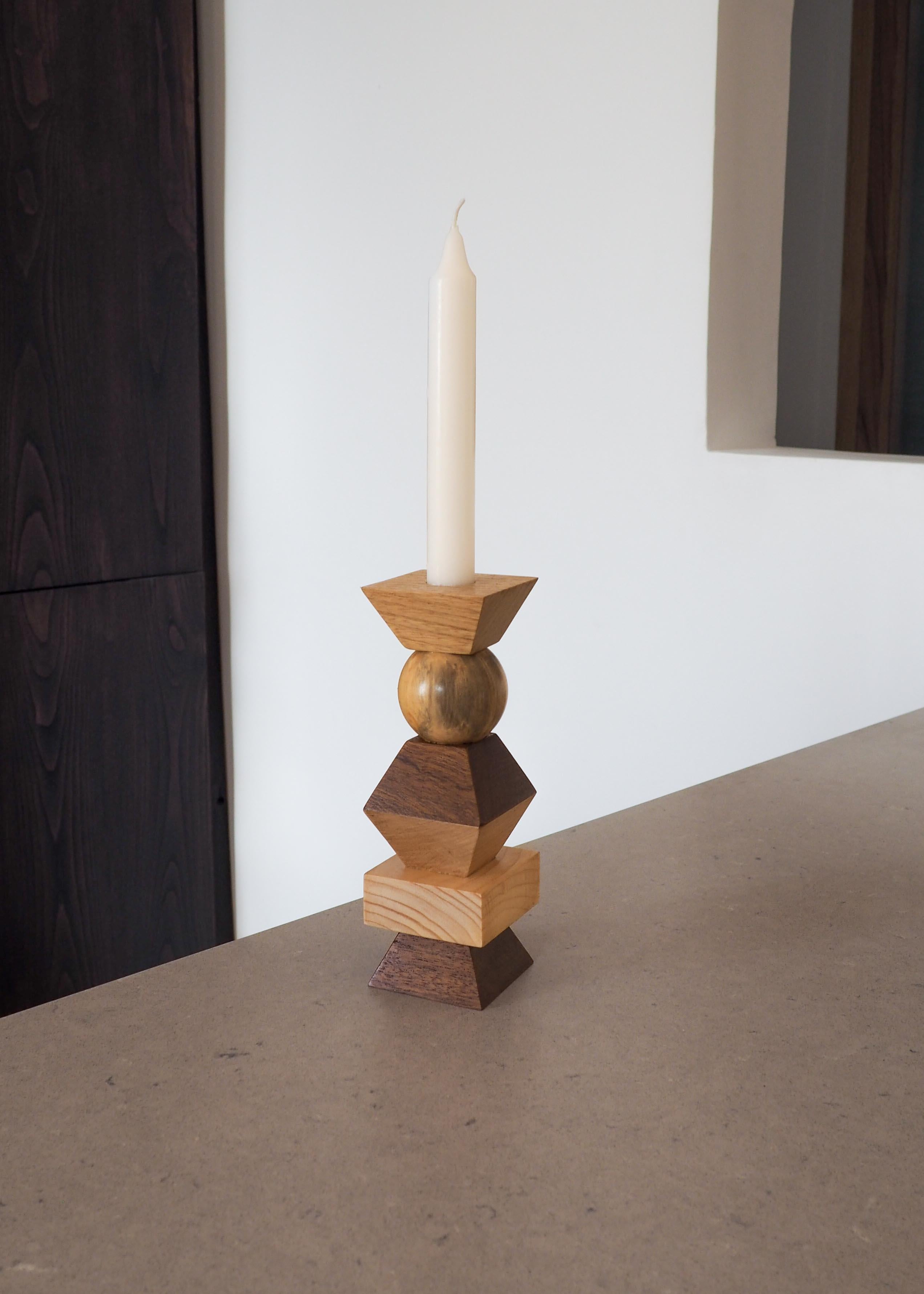 French TOTEM candlestick, solid wood, handmade in France, OROS Edition  For Sale