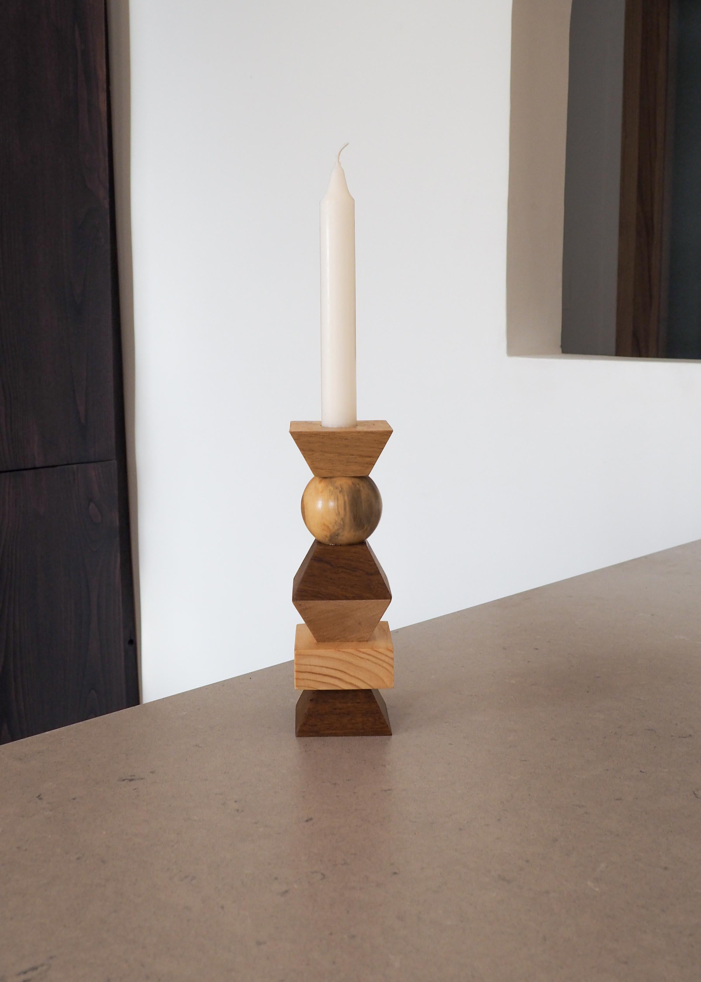 Hand-Crafted TOTEM candlestick, solid wood, handmade in France, OROS Edition  For Sale