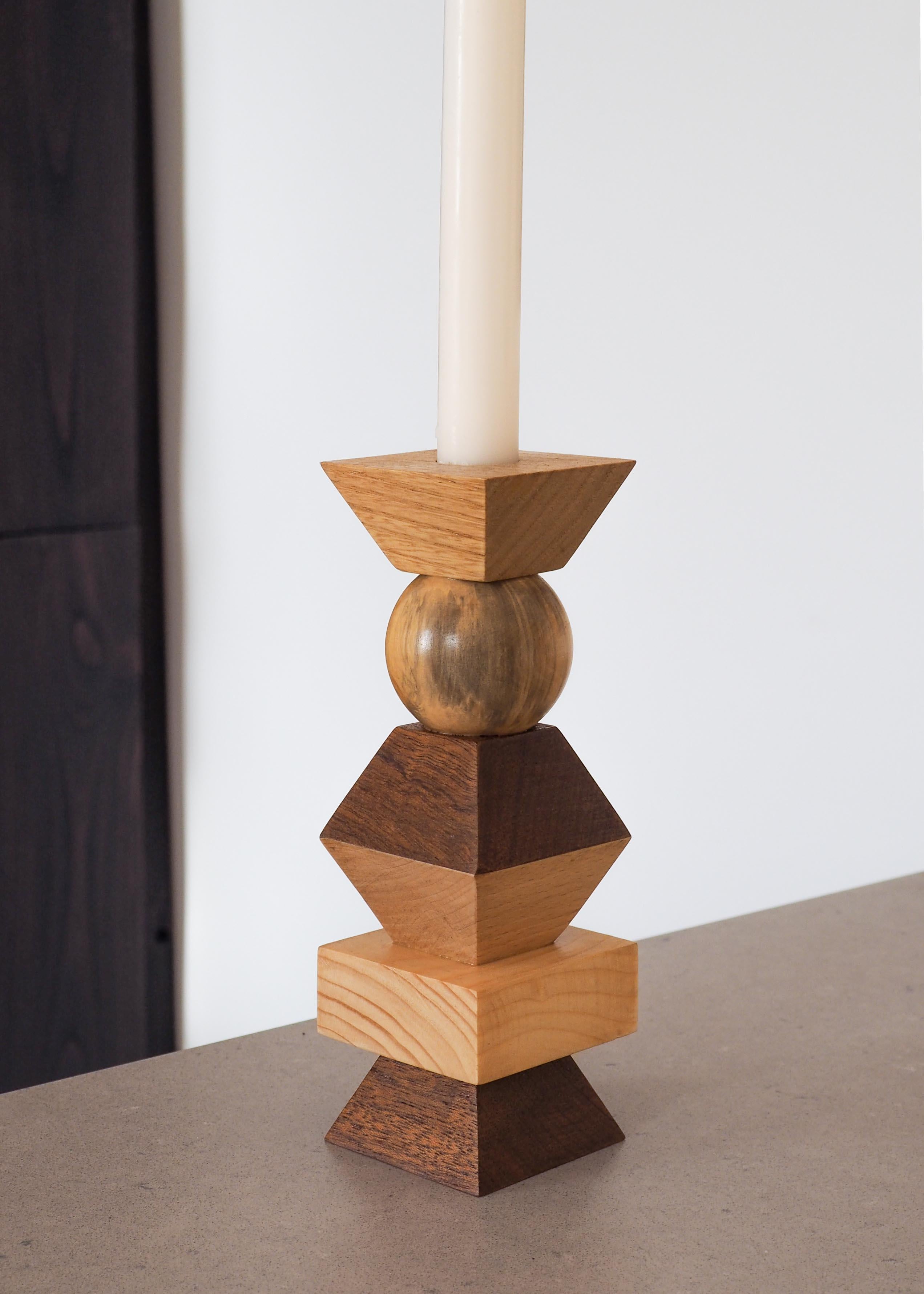 Contemporary TOTEM candlestick, solid wood, handmade in France, OROS Edition  For Sale