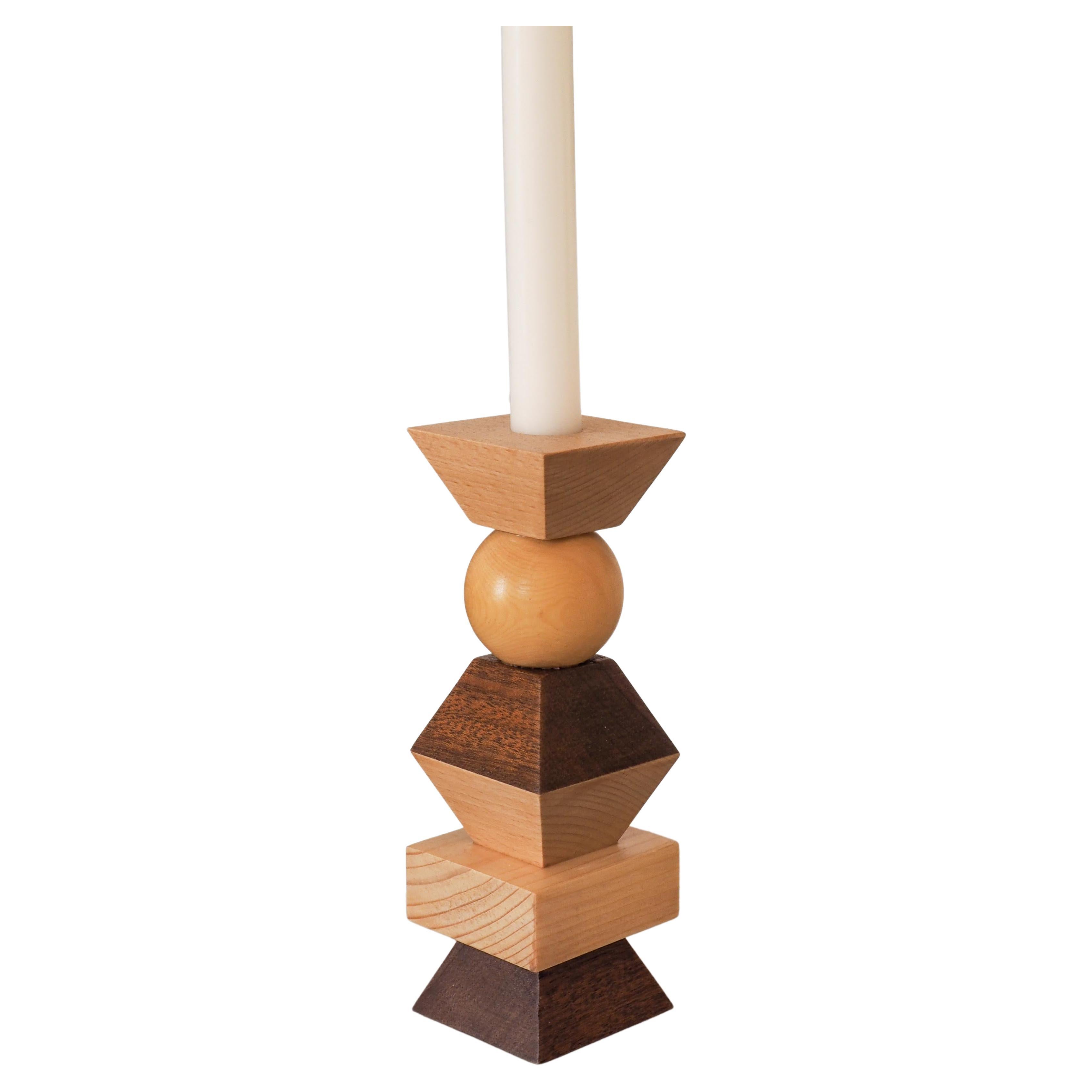 TOTEM candlestick, solid wood, handmade in France, OROS Edition  For Sale