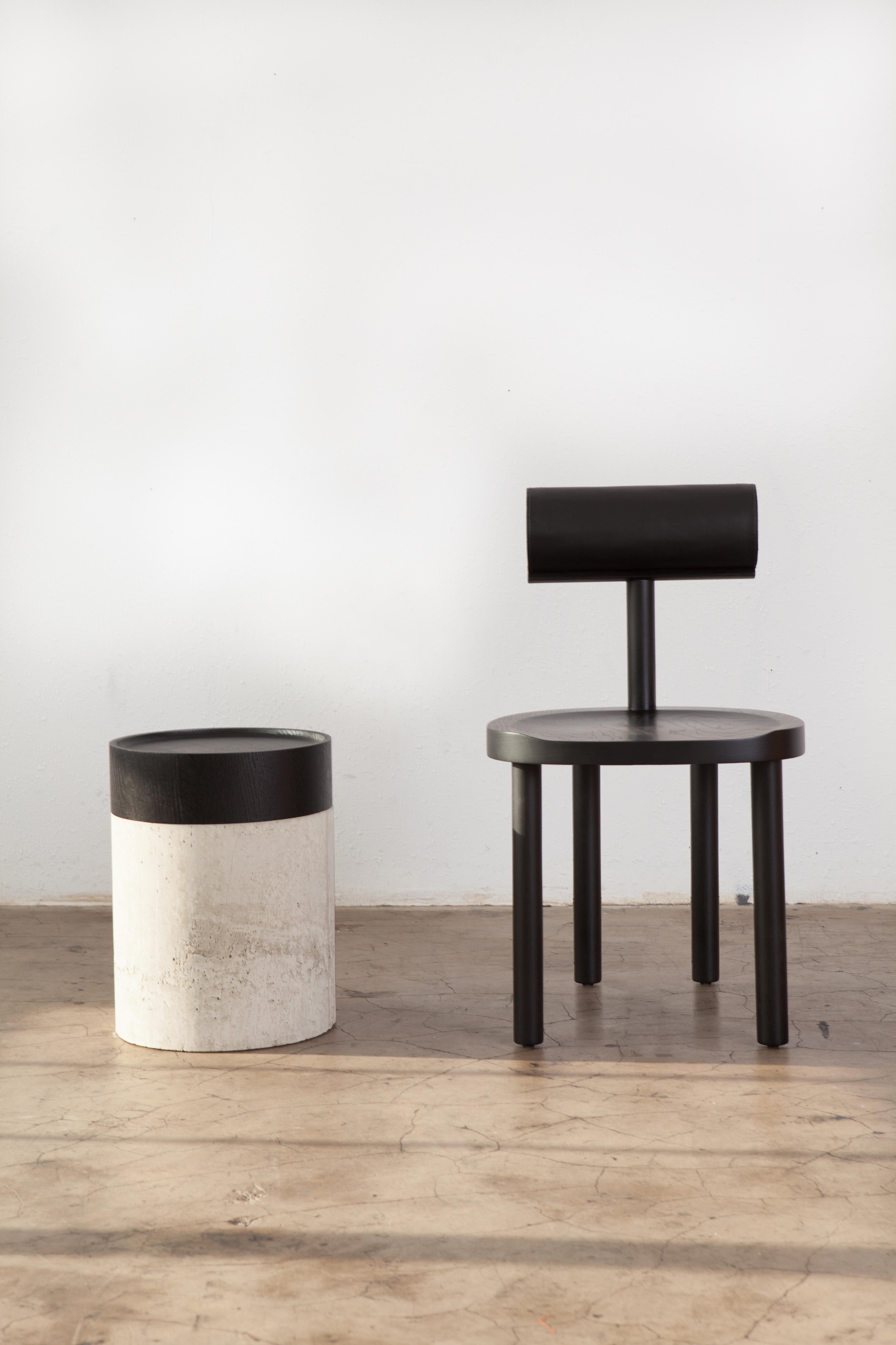 American TOTEM Modern Side Table in Concrete & Stained Black Oak by Estudio Persona