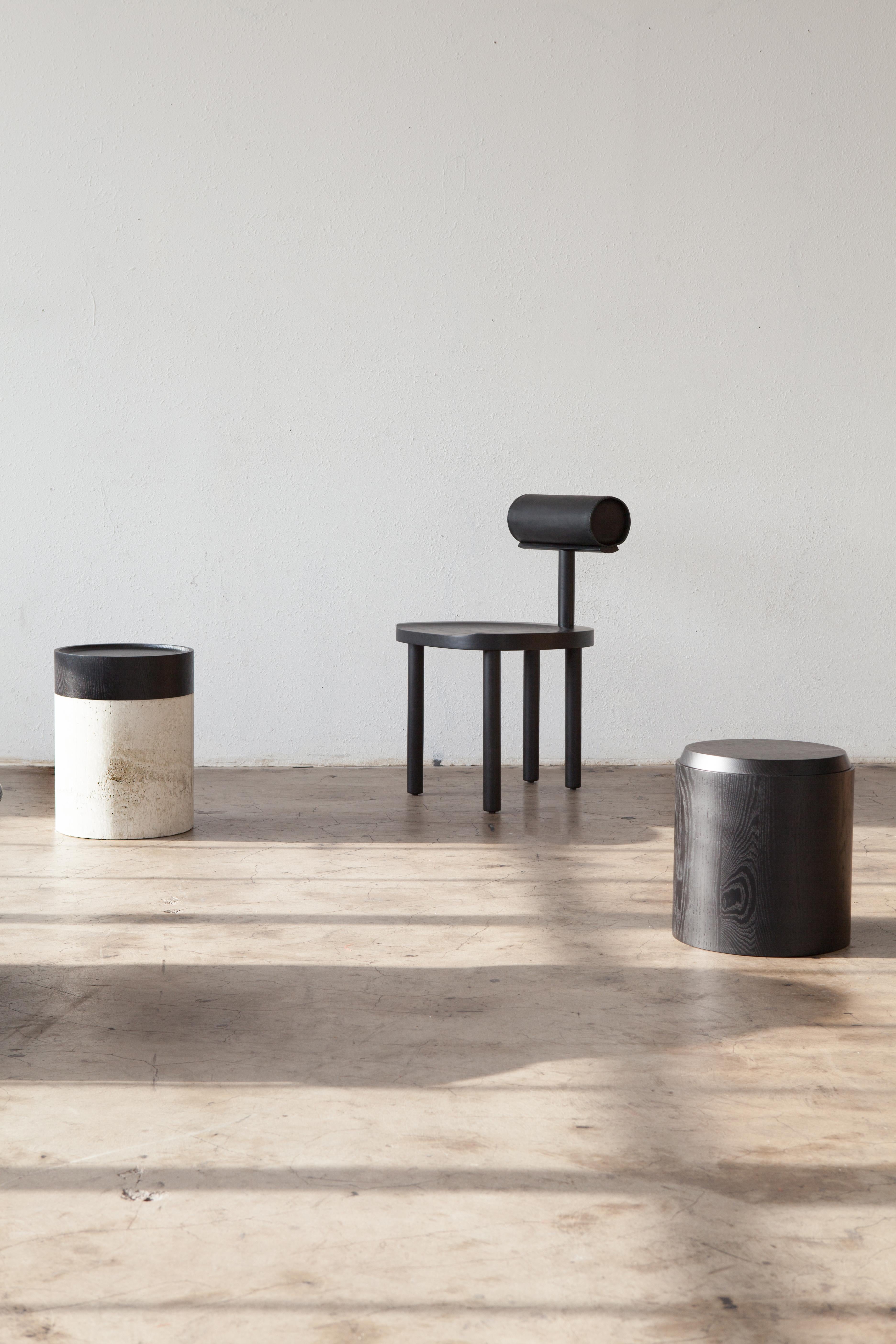 Contemporary TOTEM Modern Stackable Stools in White Oak & Concrete by Estudio Persona