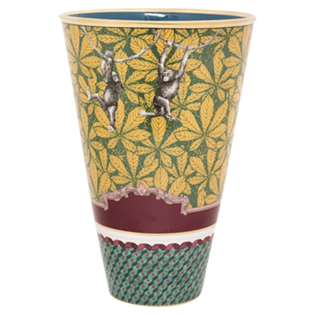 Totem Monkey Truncated Cone-Shaped Vase by GINORI 1735