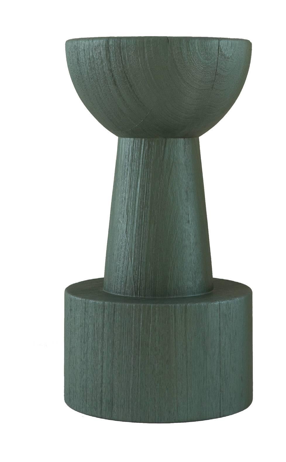TOTEM Pearly Green Glaze Solid African Wood Island / Bar Stools im Zustand „Neu“ im Angebot in NEW YORK, NY