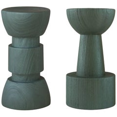 TOTEM Pearly Green Glaze Solid African Wood Island / Bar Stools