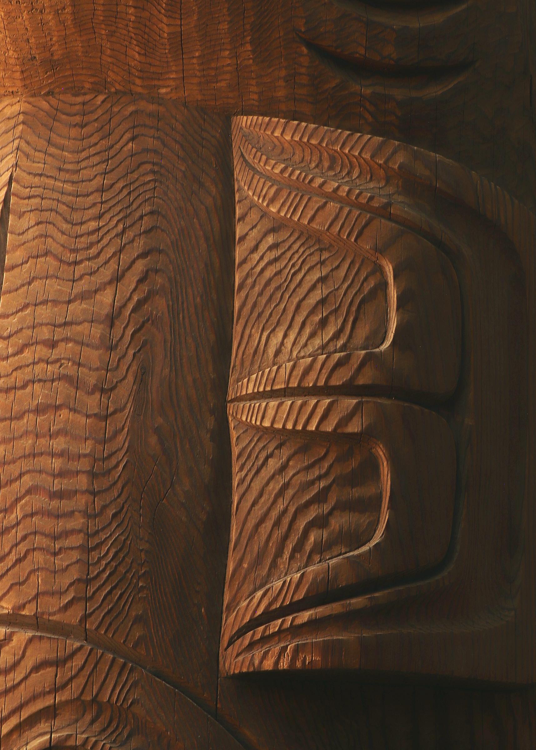 American Shark Mother Totem Pole, 1960s-1970s Northwest Coast Carved Wood by Duane Pasco