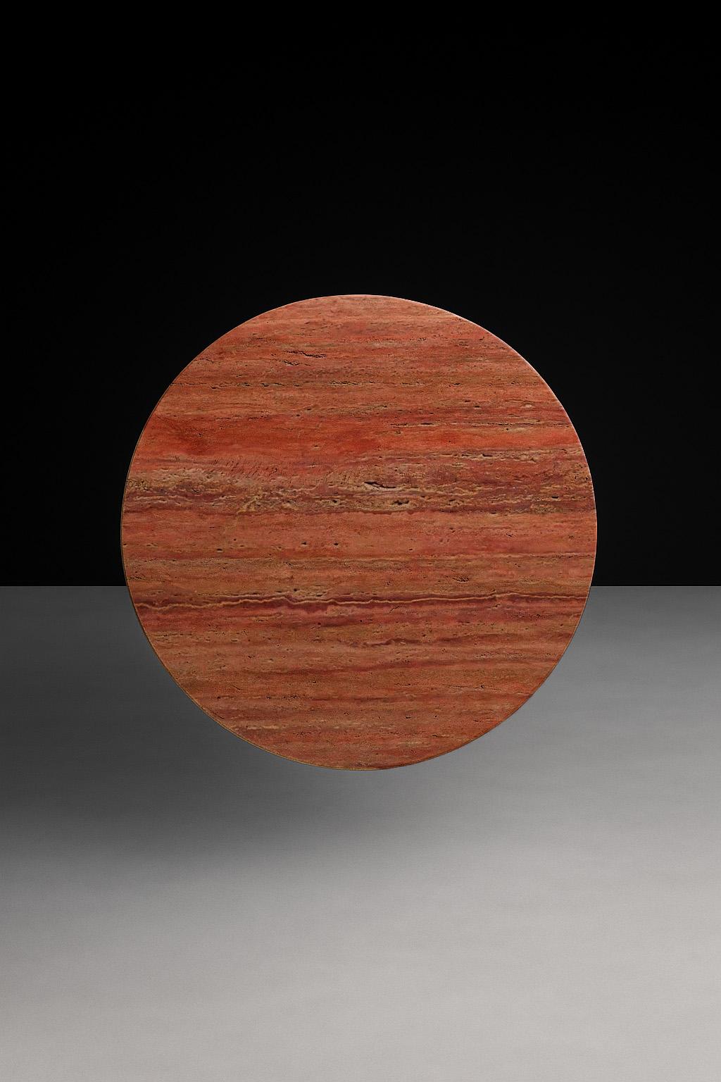 Contemporary Totem Sculptural Table by on.Entropy, in Red Travertine, customisable For Sale
