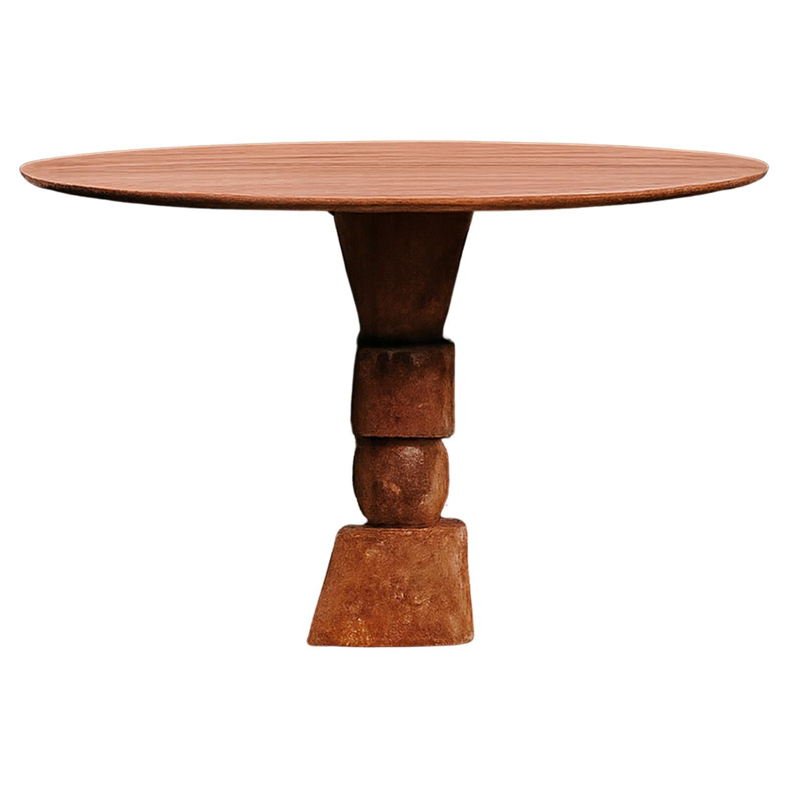 Totem Sculptural Table by on.Entropy, in Red Travertine, customisable
