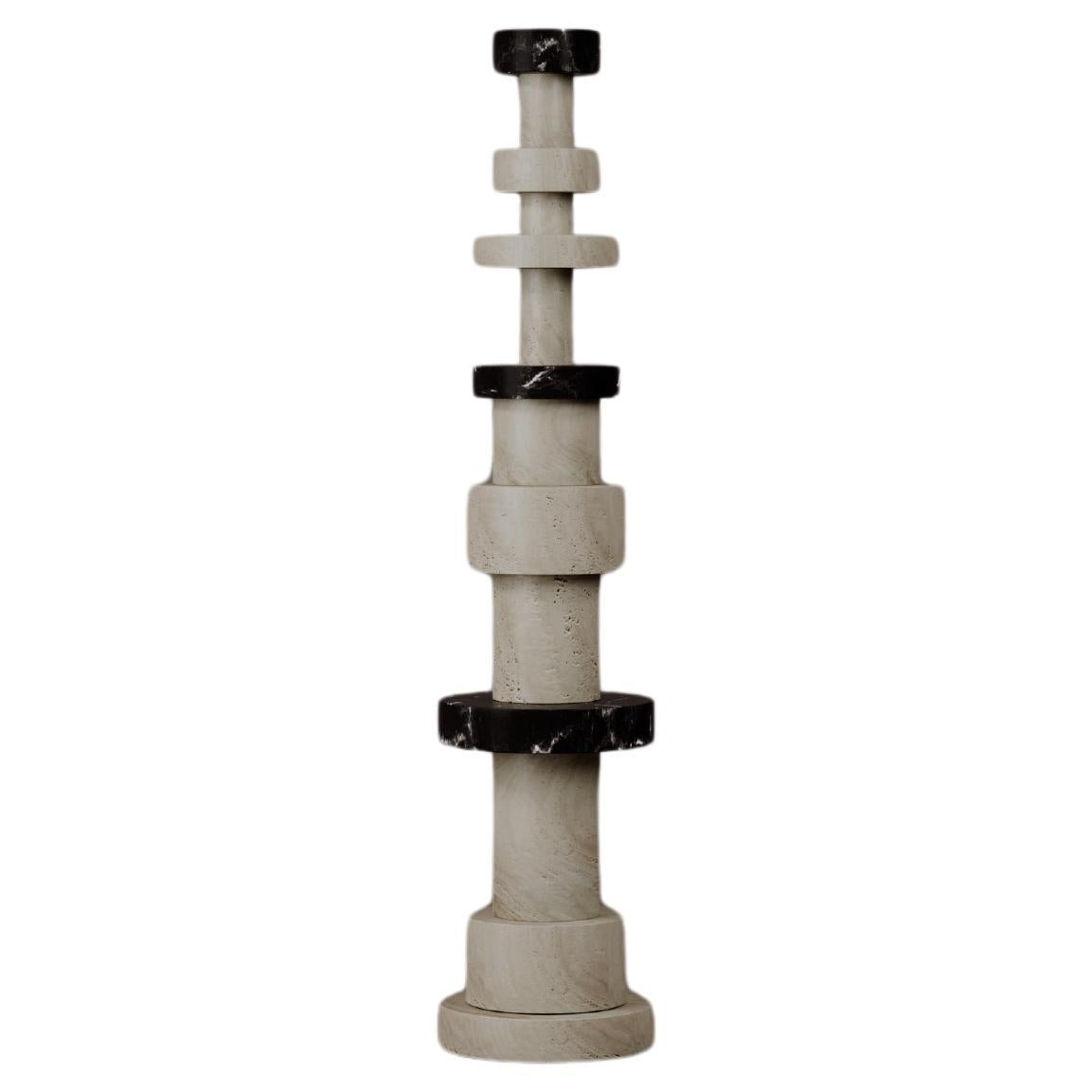 Totem Sculptures in Acid-treated Ostuni Travertine by Dainelli Studio Atelier For Sale