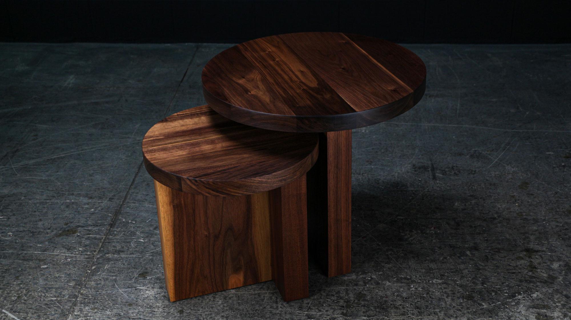 TOTEM Side Table by AMBROZIA, Solid Walnut (Large) In New Condition For Sale In Drummondville, Quebec