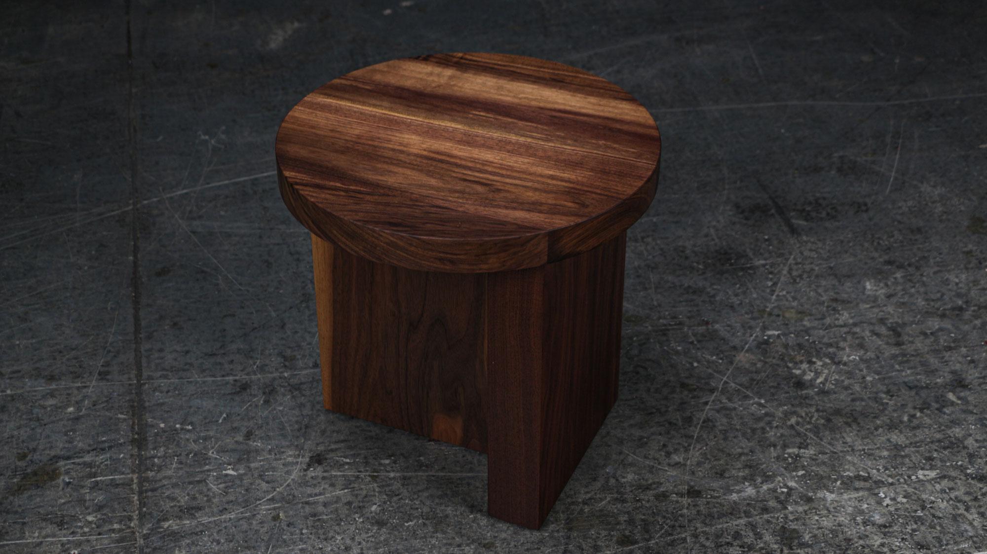 The Totem Side table is handmade from a thick solid wood surface. Offered in a Large & Small version , which can be paired as set of nesting table. The solid wood surfaces has an hand rubbed hardwax oil finish that enhance the real beauty of the