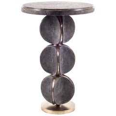 TOTEM Side Table in Black Shagreen 
Bronze-Patina Brass by Kifu Paris