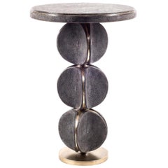 TOTEM Side Table in Black Shagreen & Bronze-Patina Brass by Kifu Paris