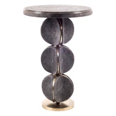 TOTEM Side Table in Shagreen and Bronze-Patina Brass by Kifu Paris
