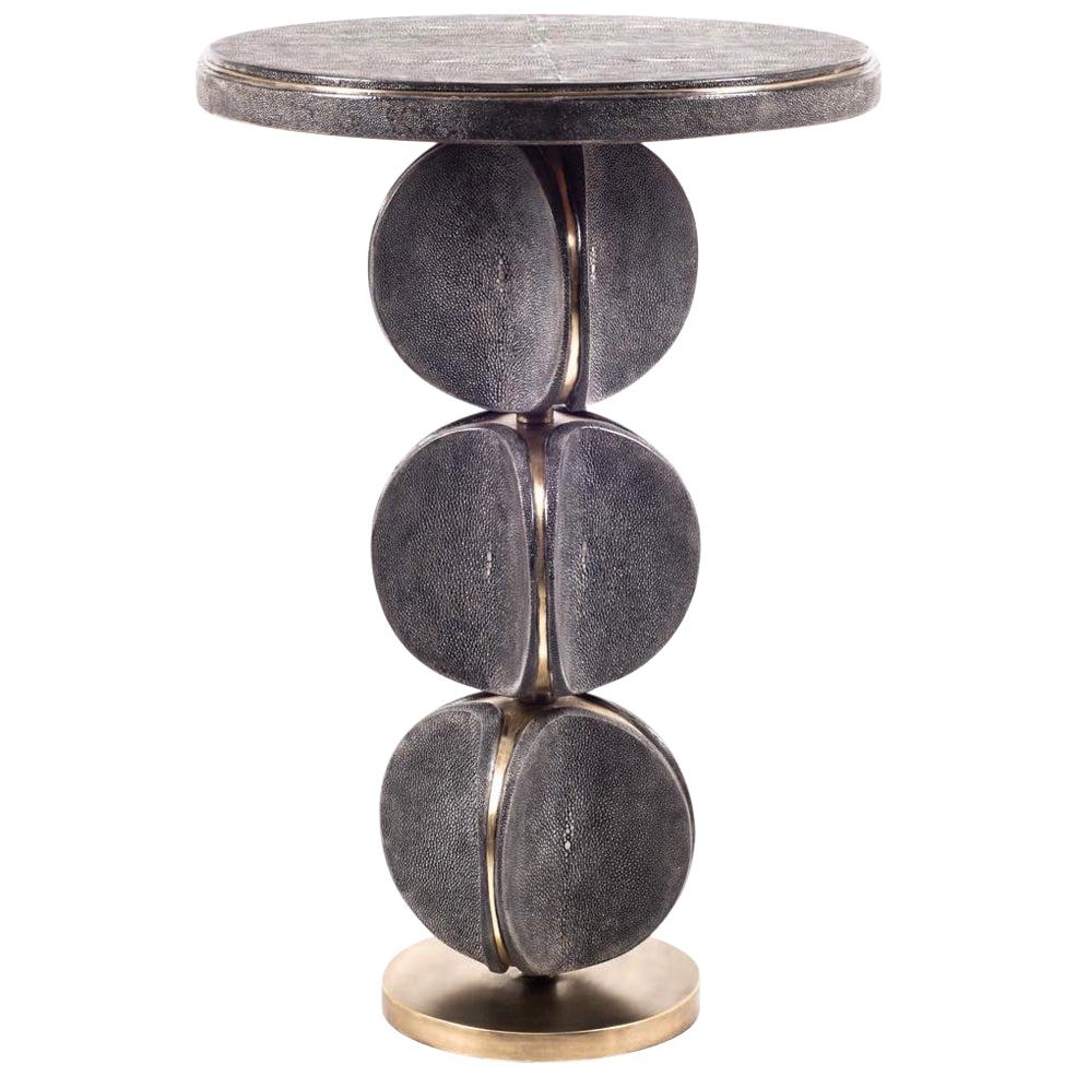 TOTEM Side Table in Shagreen and Bronze-Patina Brass by Kifu Paris