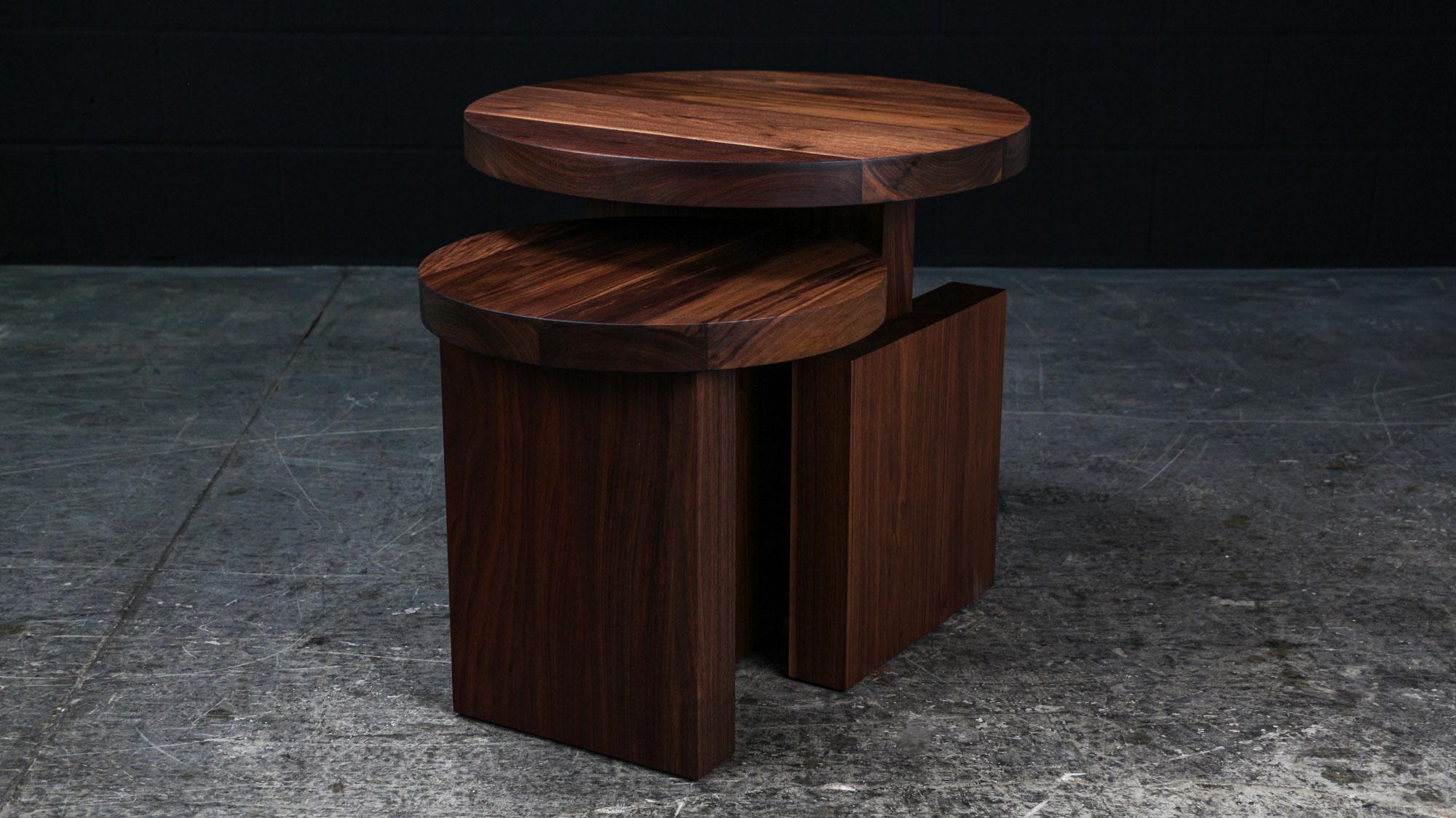 FLOOR MODEL - AS PICTURED IN THE LISTING IMAGE

We are releasing our floor model Set of TOTEM SIDE TABLES as a part of the 1st Dibs Holiday sale in efforts to find its forever home. We have this Set in stock NOW and ready to ship as pictured in this