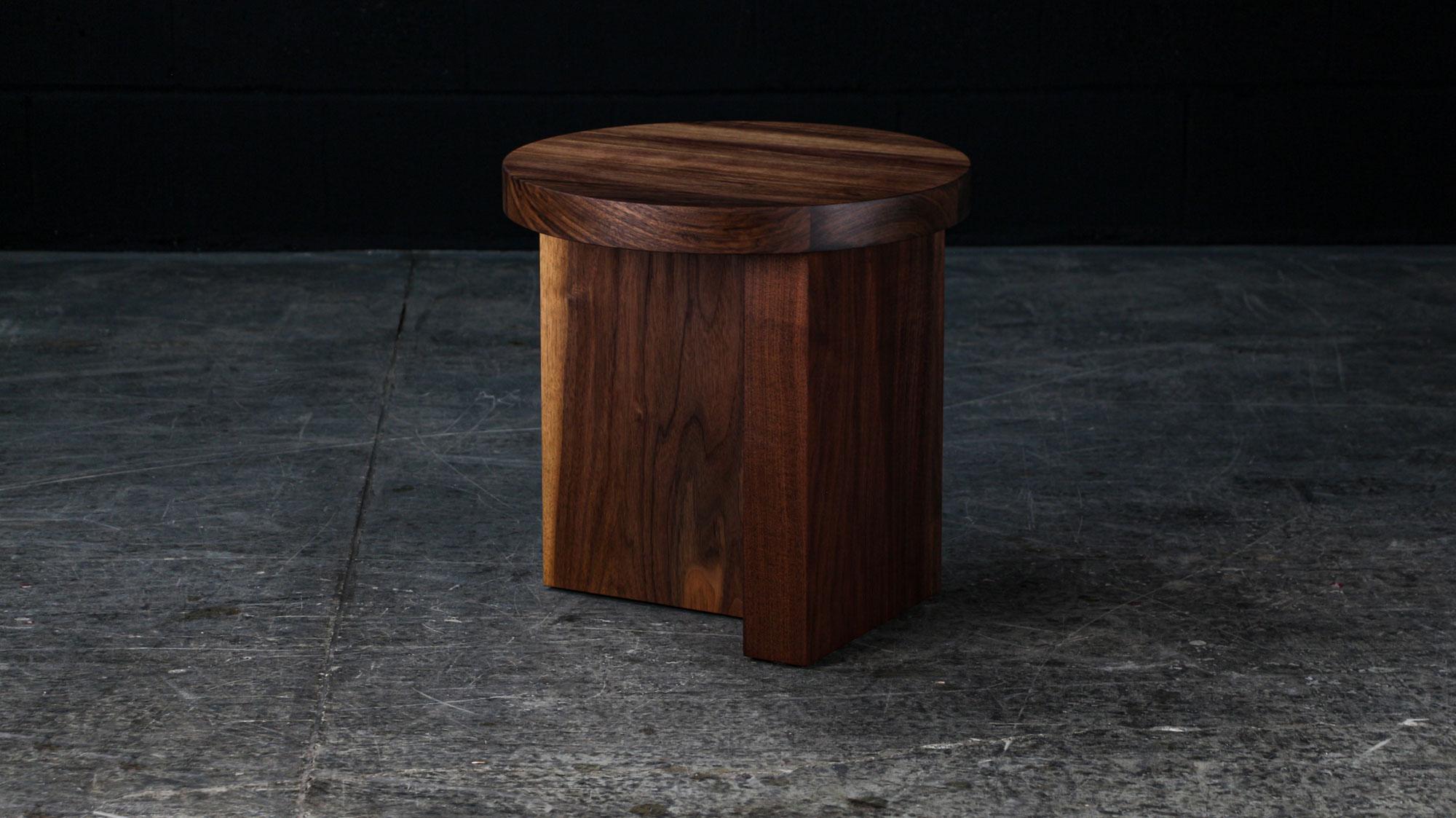 TOTEM Side Tables in Solid Walnut, by AMBROZIA, ''Floor Model'' In Excellent Condition For Sale In Drummondville, Quebec
