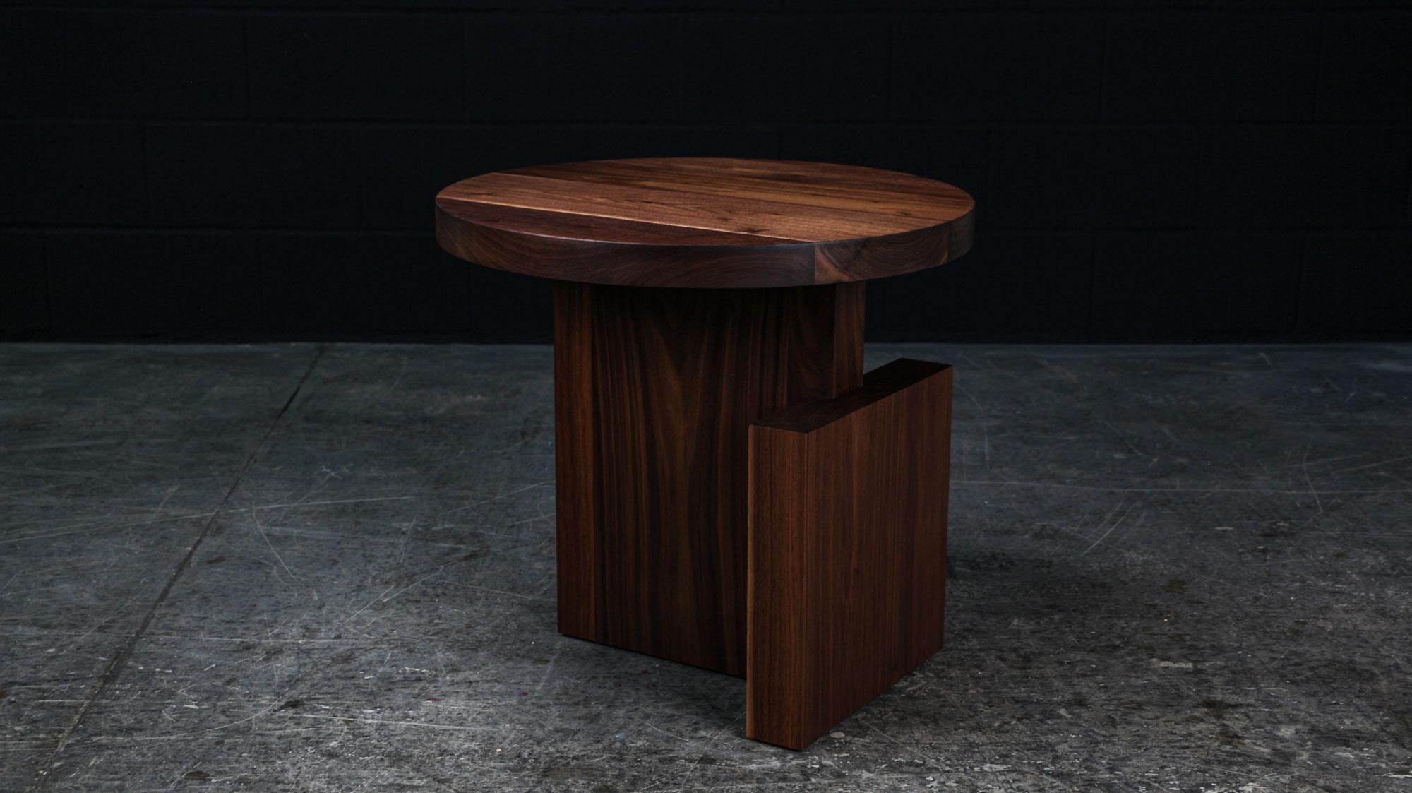 Contemporary TOTEM Side Tables in Solid Walnut, by AMBROZIA, ''Floor Model'' For Sale