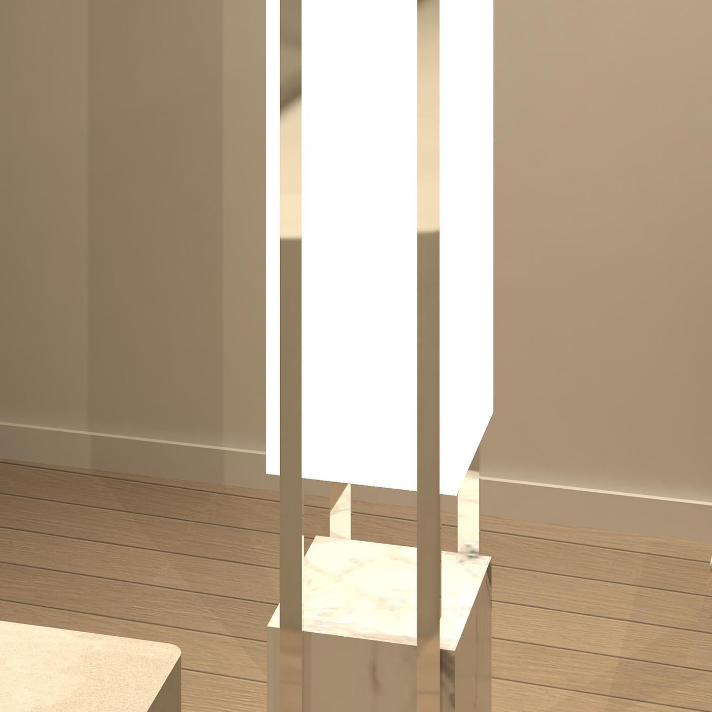 Italian TOTEM Suitcase Floor Lamp with White Carrara Marble Base by Vincenzo Bafunno