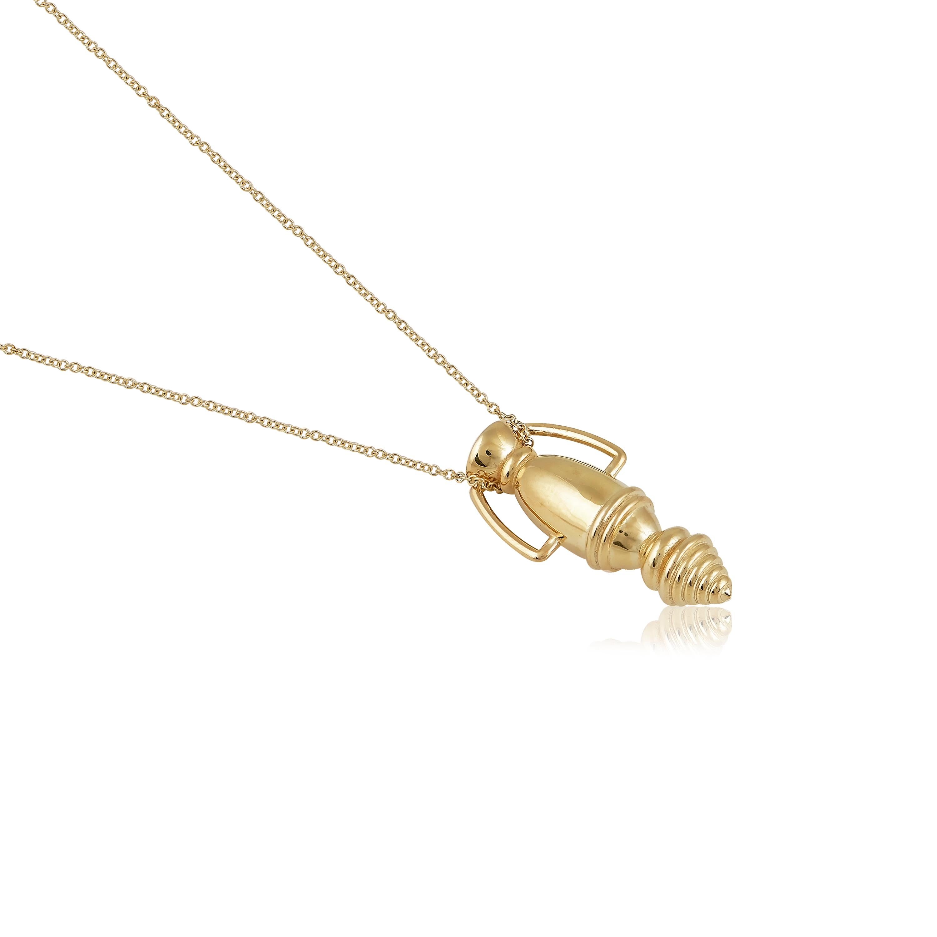 Designer: Alexia Gryllaki

Dimensions: motif L25x12 mm, chain 450mm
Weight: approximately 6.8g (inc. chain) 
Barcode: NEX3009


Totem pendant with textures details in 18 karat yellow gold with a 450mm chain.

Shipping time might change depending on
