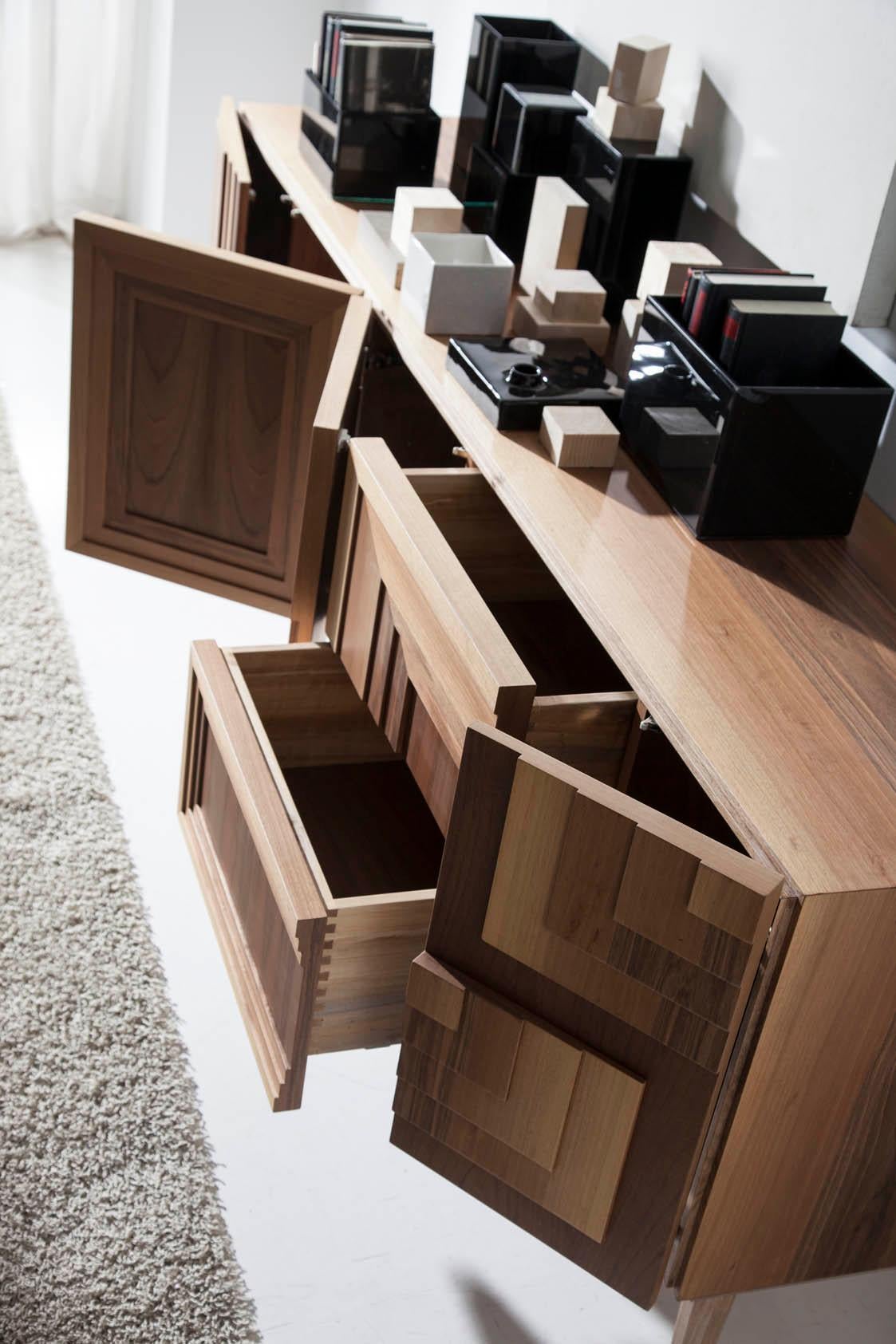 Post-Modern Totem Wood Sideboard, Four Doors and Two Drawers, by Lola Glamour For Sale