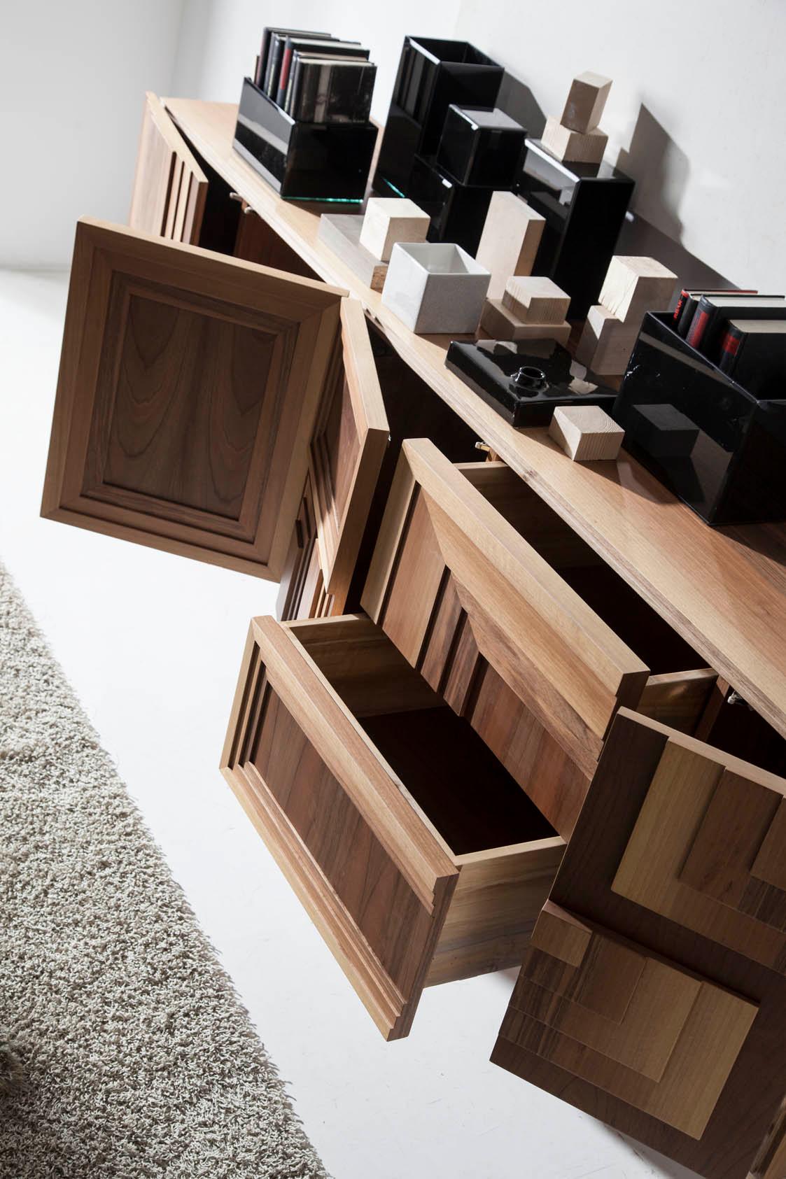 Spanish Totem Wood Sideboard, Four Doors and Two Drawers, by Lola Glamour For Sale