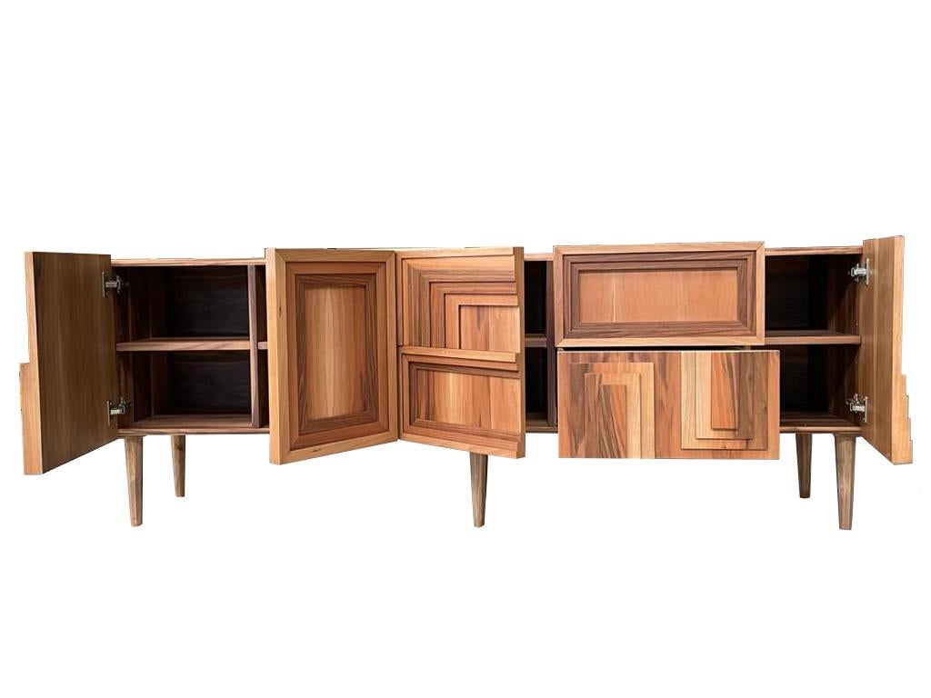 Contemporary Totem Wood Sideboard, Four Doors and Two Drawers, by Lola Glamour For Sale