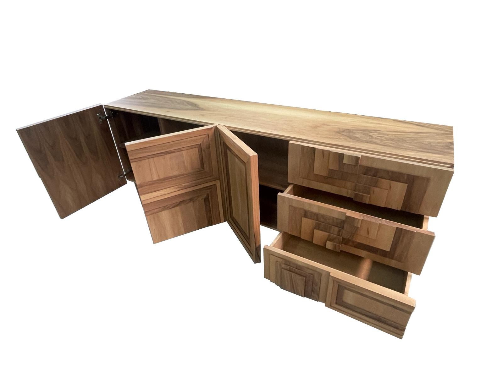 Spanish Totem Wood Sideboard, Three Doors and Three Drawers, by Lola Glamour For Sale
