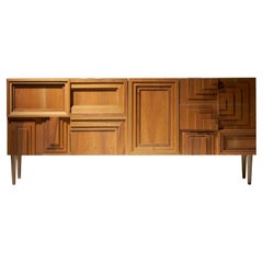 Totem Wood Sideboard, Three Doors and Three Drawers, by Lola Glamour