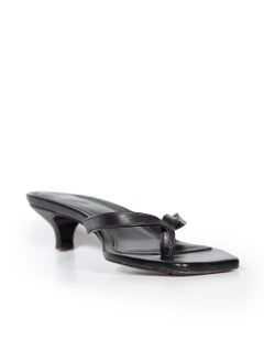 TOTEME Black Leather Kitten Heel Thong Sandals Size IT 40