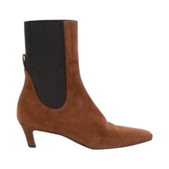 Totême Brown Suede Kitten Heeled Boots Size IT 40