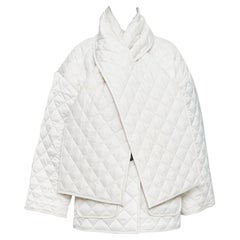 TOTEME Bufanda acolchada blanco roto acolchado con bolsillos chaqueta abrigo FR32 XXS
