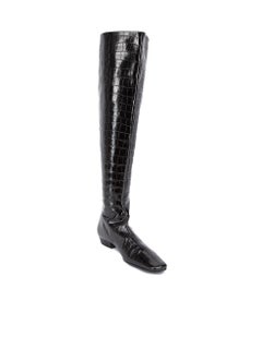 Totême Women's Black Crocodile Leather Thigh High Boots