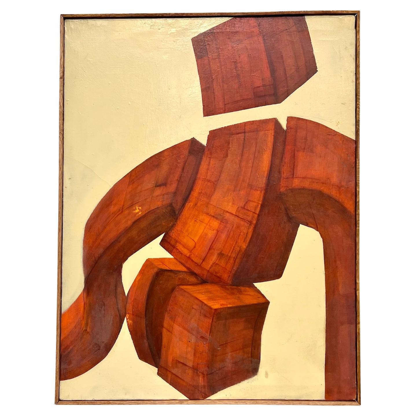 "Totemic Body in Torsion". Abstrakte Leinwand, Frankreich 1970 im Angebot