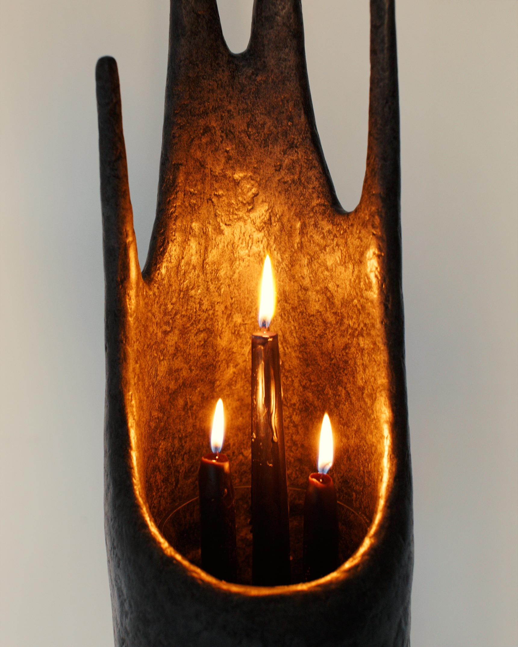 Skulpturaler Totem-Leuchter ECCLESIO, Organisches bionisches Design, Recyclingpapier im Angebot 8