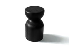 Brutalist Sculptural Solid Dark Wenge Wood Stool Colisión