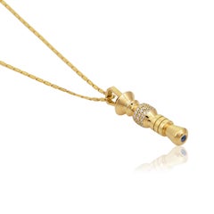 Totem Pendant in 18 Karat Yellow Gold with Diamonds and A Sapphire