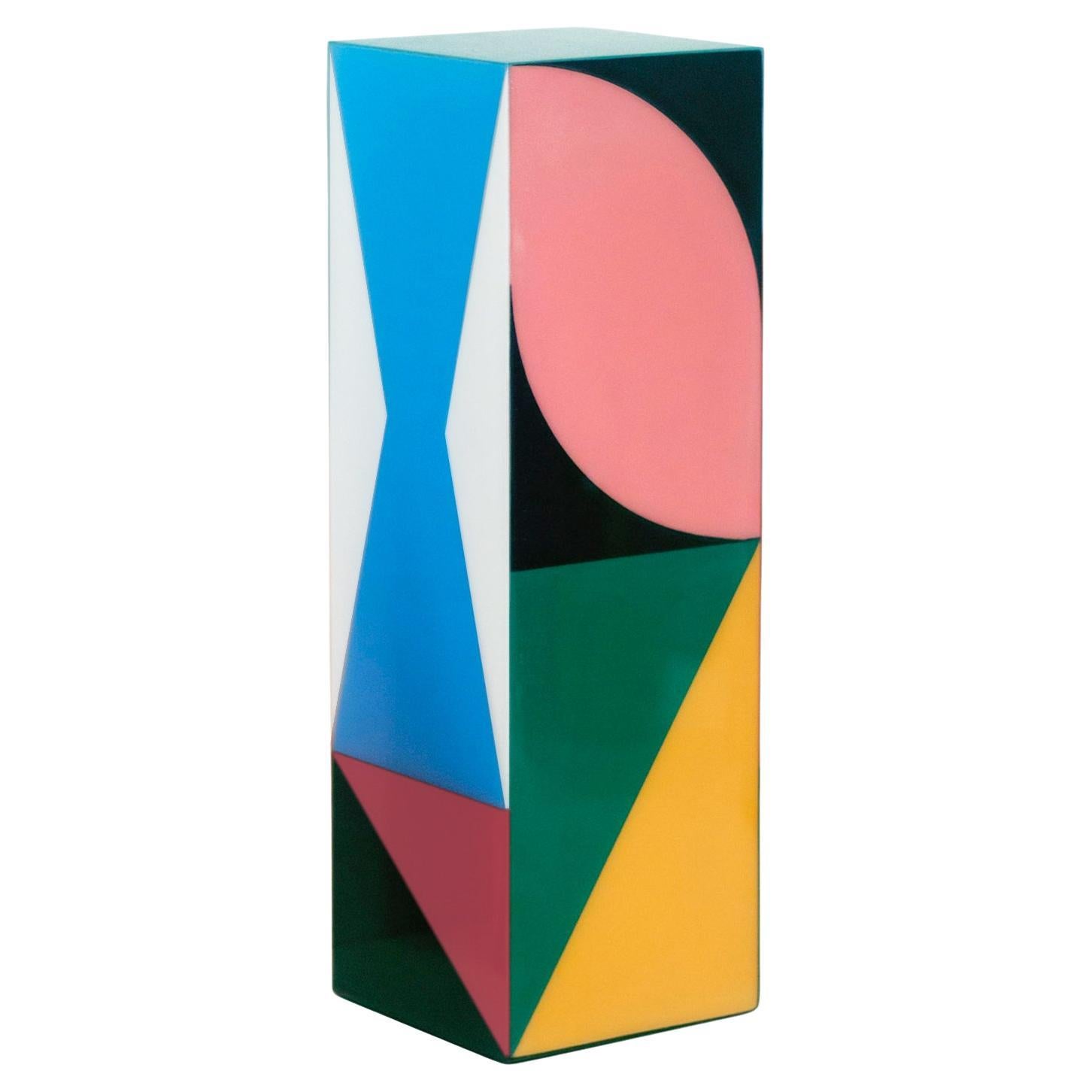 XIL Totem geometrico artigianale colorato / Scultura di Paul Sende