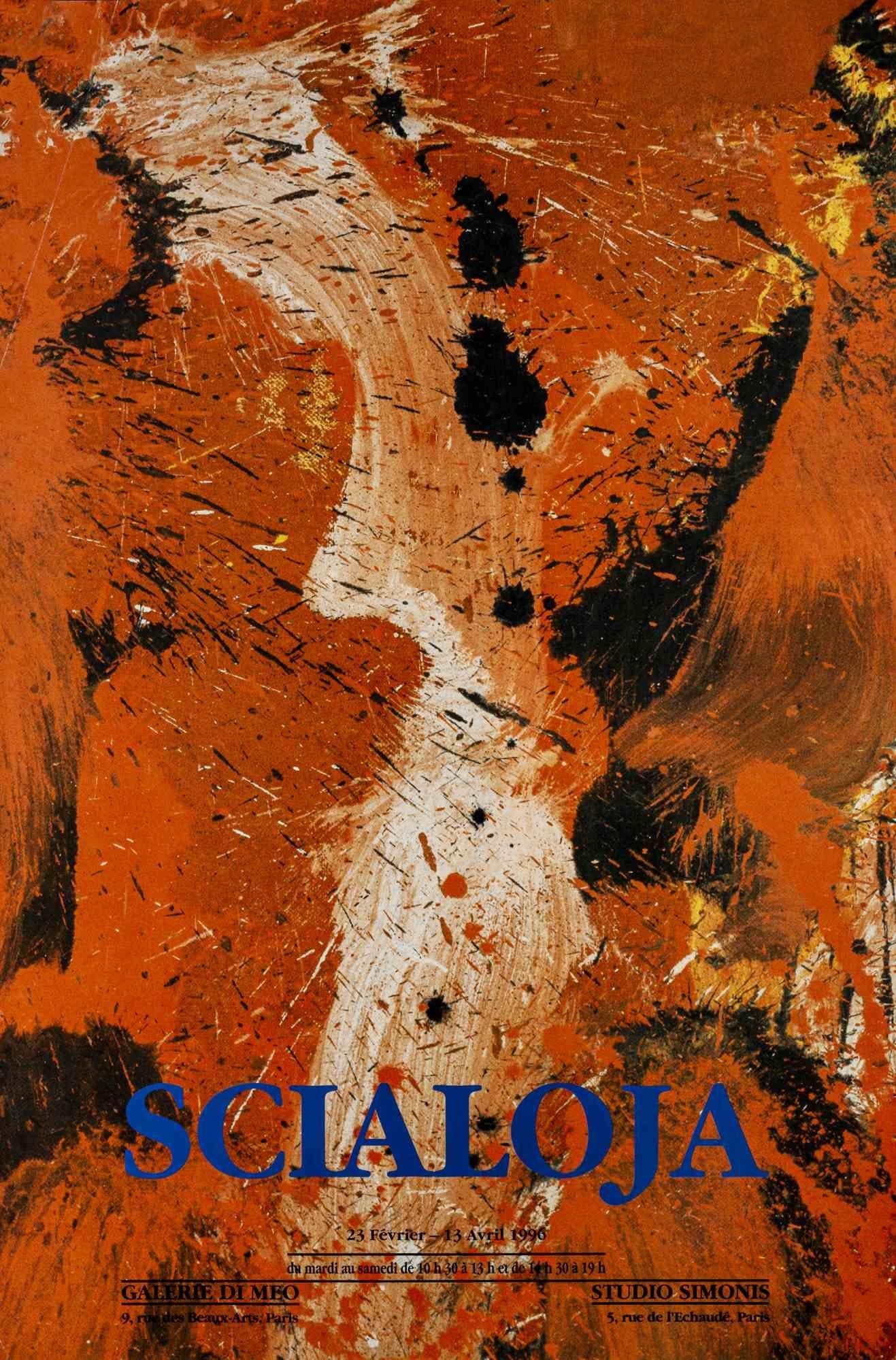 Toti Scialoja Abstract Print - Scialoja - Exhibition Poster Galerie Di Meo - 1996