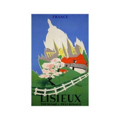 Mid-century original travel poster for Lisieux in Normandy