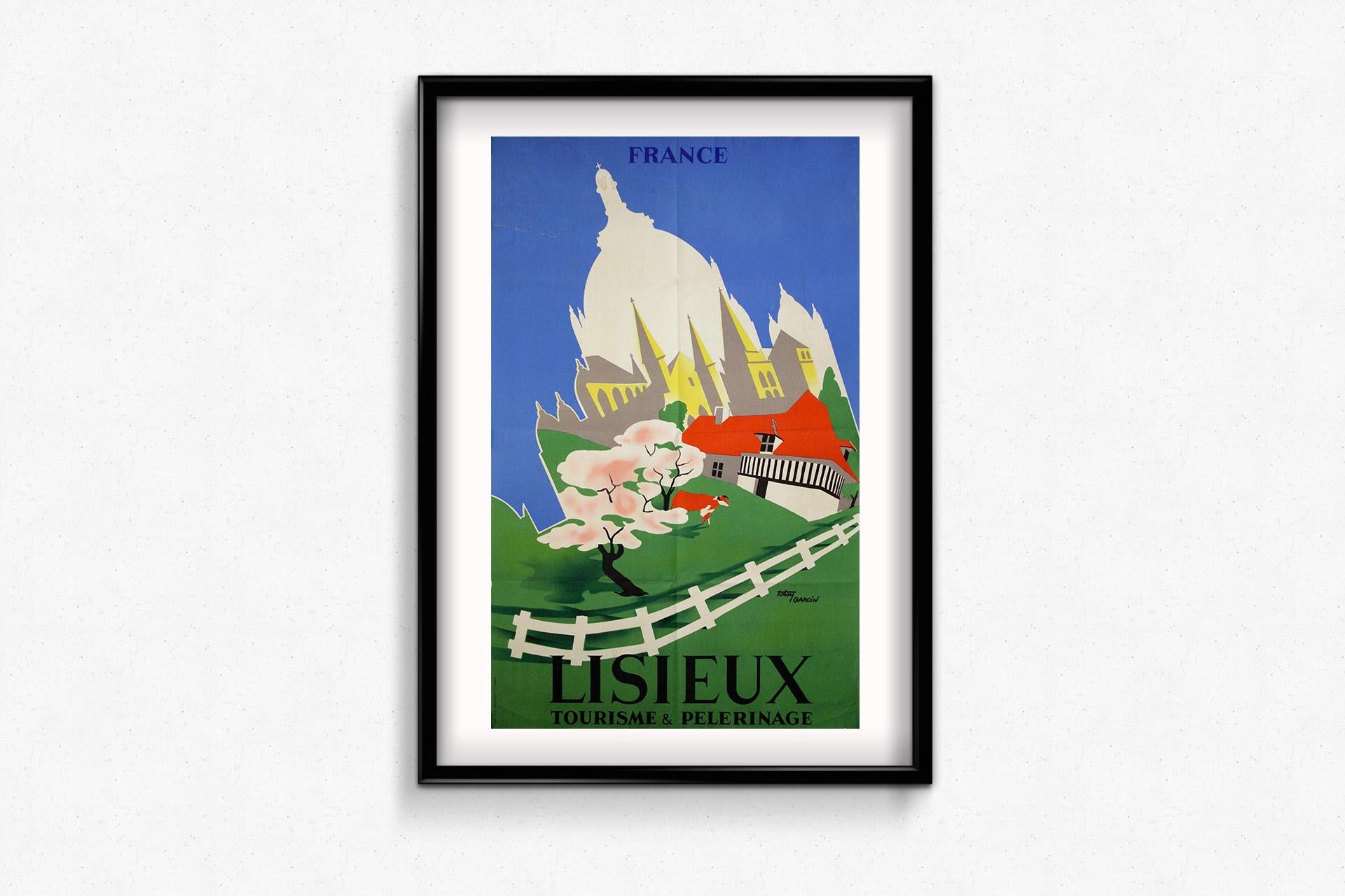 Originales Reiseplakat für Lisieux in der Normandie aus der Mitte des Jahrhunderts im Angebot 2
